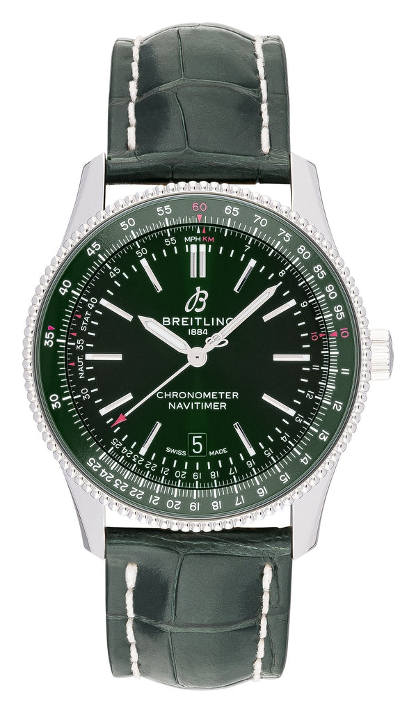Breitling Navitimer Automatic 41mm Green Dial Green Leather Strap Watch for Men - A17326361L1P1 Buy Now By Breitling