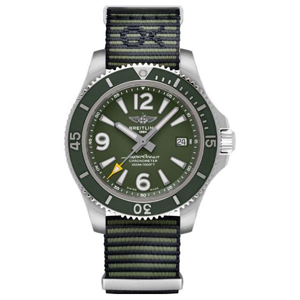 Breitling Superocean Automatic 44mm Outerknown Green Dial Green Nylon Strap Watch for Men - A17367A11L1W1 Buy Now By Breitling