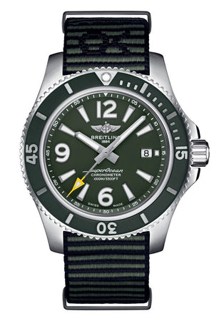 Breitling Superocean Automatic 44mm Outerknown Green Dial Green Nylon Strap Watch for Men - A17367A11L1W1 Buy Now By Breitling