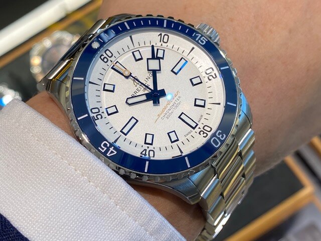 Breitling Superocean Automatic 42 White Dial Green Silver Steel Strap Watch for Men - A17375E71G1A1 Buy Now By Breitling