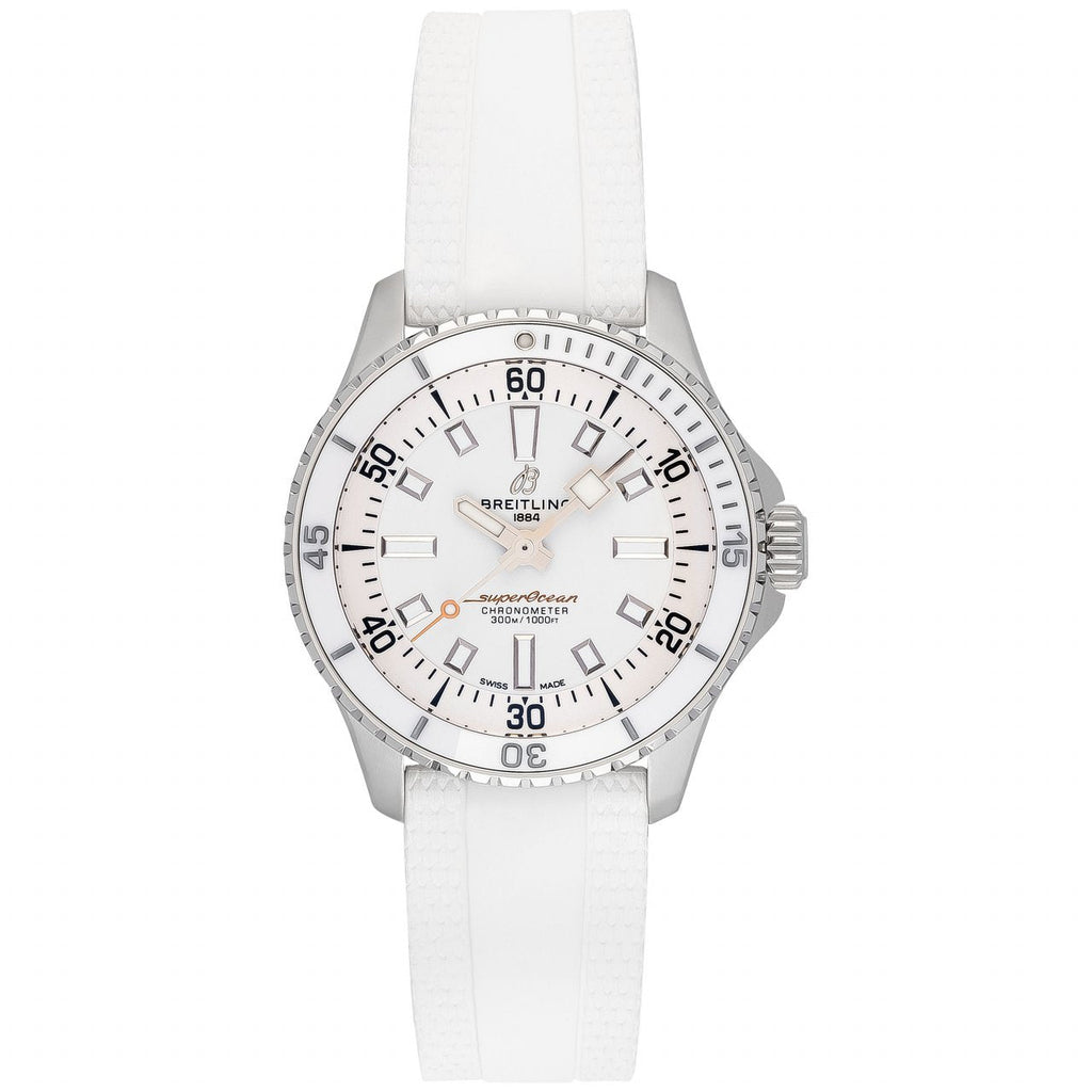Breitling Superocean Automatic 36 White Dial White Rubber Strap Watch for Men - A17377211A1S1 Buy Now By Breitling