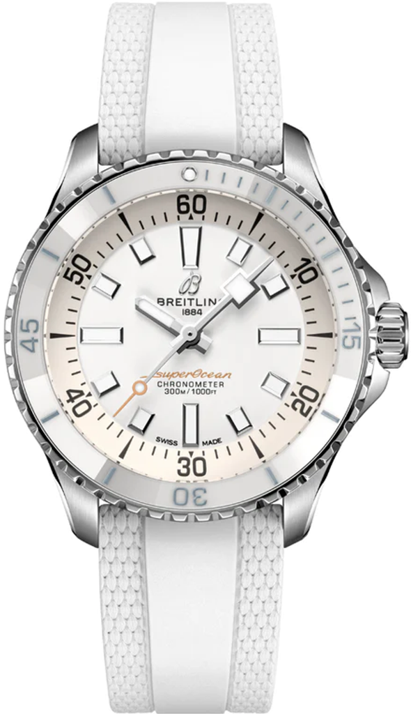 Breitling Superocean Automatic 36 White Dial White Rubber Strap Watch for Men - A17377211A1S1 Buy Now By Breitling