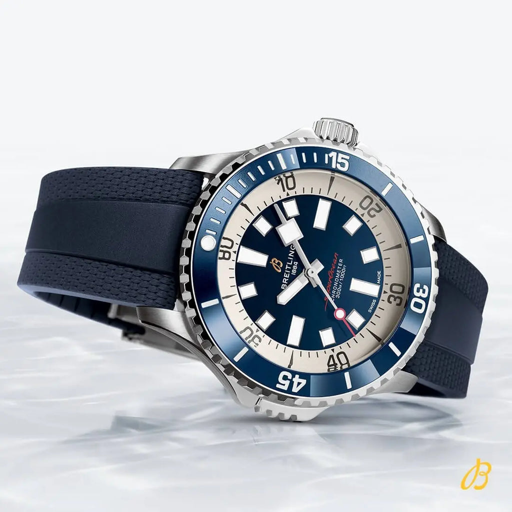 Breitling Superocean Automatic 46 Blue Dial Blue Rubber Strap Watch for Men - A17378E71C1S1 Buy Now By Breitling