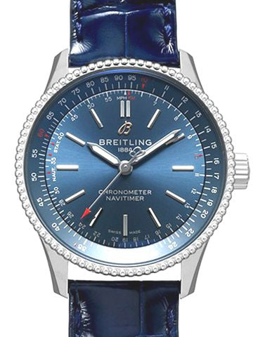 Breitling Navitimer Automatic 35 Blue Dial Blue Leather Strap Watch for Men - A17395161C1P1 Buy Now By Breitling