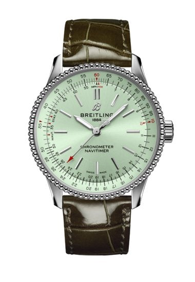 Breitling Navitimer Automatic 35 Green Dial Green Leather Strap Watch for Women - A17395361L1P1 Buy Now By Breitling
