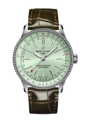 Breitling Navitimer Automatic 35 Green Dial Green Leather Strap Watch for Women - A17395361L1P1 Buy Now By Breitling