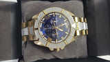 Bulova Crystal Collection Blue Dial Gold Steel Strap Watch for Men - 98C128 Buy Now By Bulova