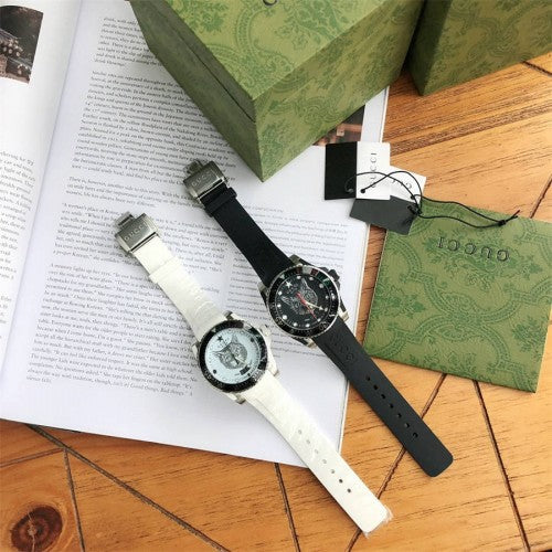Gucci Dive Tiger White Dial White Rubber Strap Watch For Men - YA136329 Buy Now By Gucci