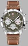 Breitling Avi Chronograph 42 Curtiss Warhawk Green Dial Brown Leather Strap Watch for Men - A233802A1L1X1 Buy Now By Breitling