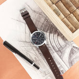 Tommy Hilfiger Asher Chrongraph Blue Dial Brown Leather Strap Watch For Men - 1791855 Buy Now By Tommy Hilfiger