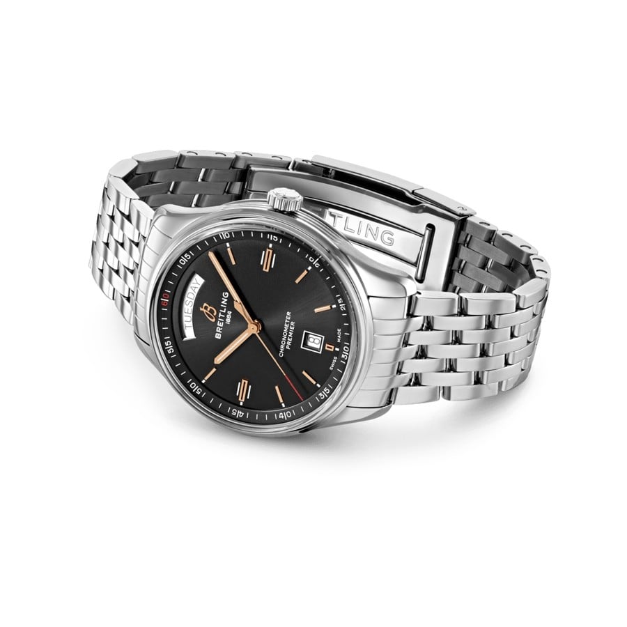 Breitling Premier Automatic 40mm Day & Date Black Dial Silver Steel Strap Mens Watch - A45340241B1A1 Buy Now By Breitling
