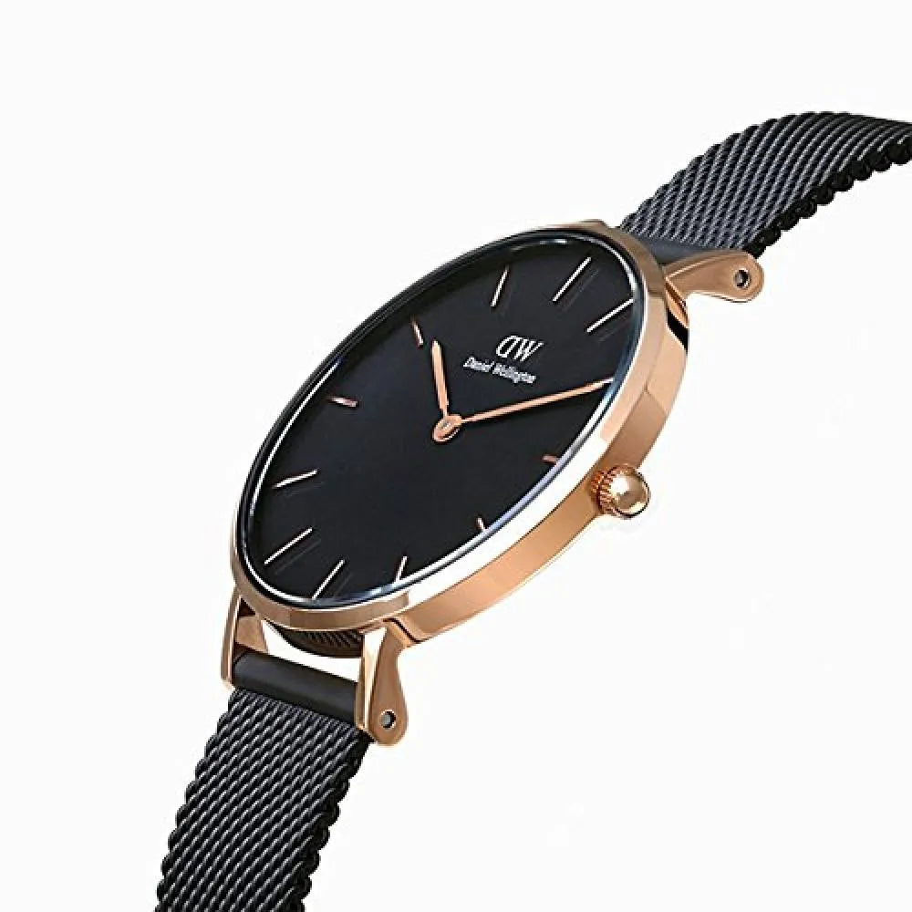 Daniel Wellington Petite Ashfield Black Dial Black Mesh Strap Watch For Women - DW00100245 Buy Now By Daniel Wellington