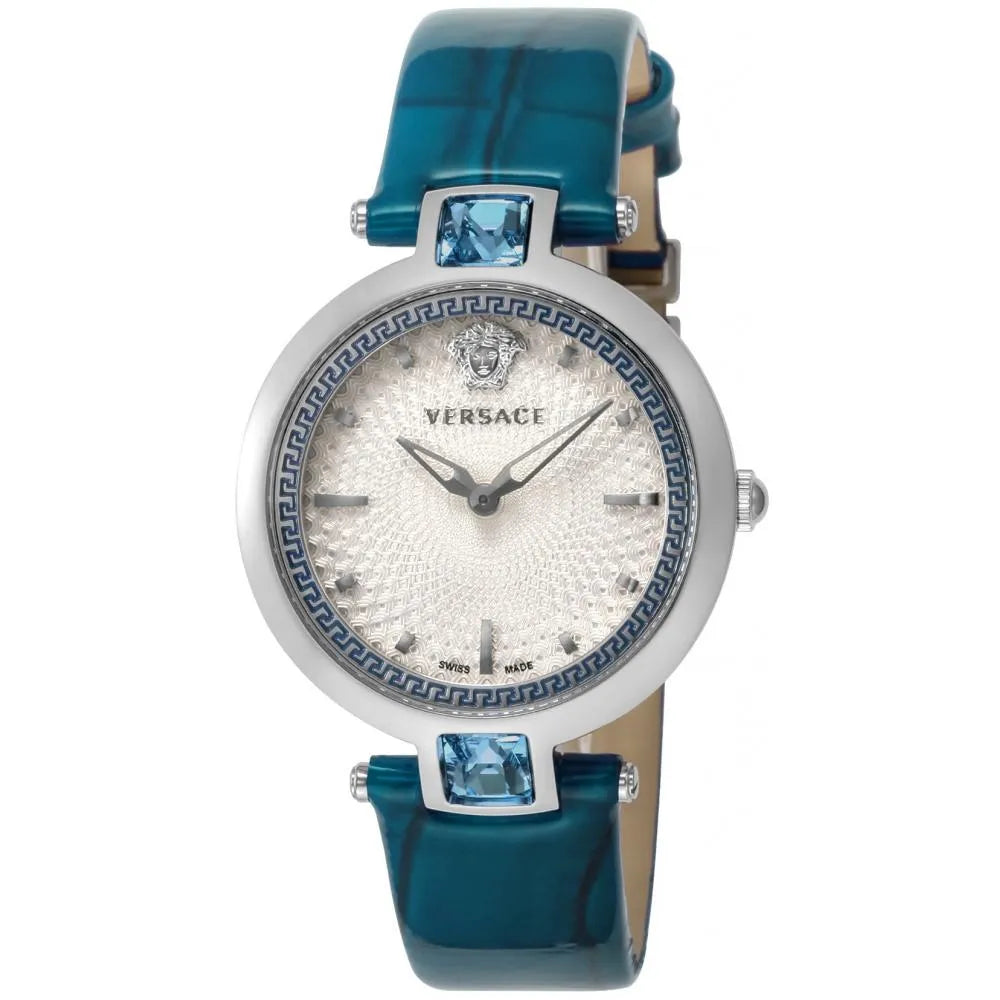 Versace Olympo Gleam White Dial Green Leather Strap Watch for Women - VAN020016 Buy Now By Versace