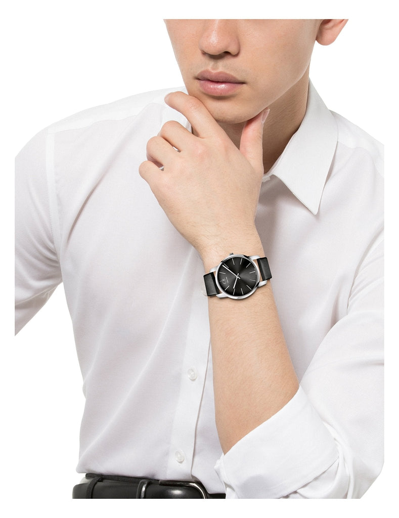 Calvin Klein City Grey Dial Black Leather Strap Watch For Men - K2G21107 Buy Now By Calvin Klein