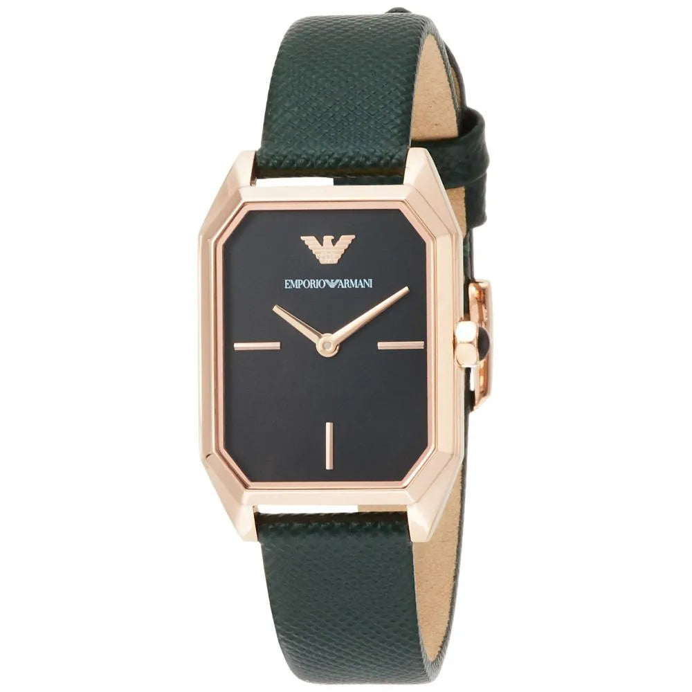 Emporio Armani Gioia Analog Black Mother of Pearl Dial Green Leather Strap Watch For Women - AR11149 Buy Now By Emporio Armani