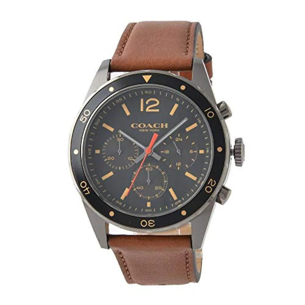 Coach Sullivan Chronograph Black Dial Brown Leather Strap Watch for Men - 14602070 Buy Now By Coach