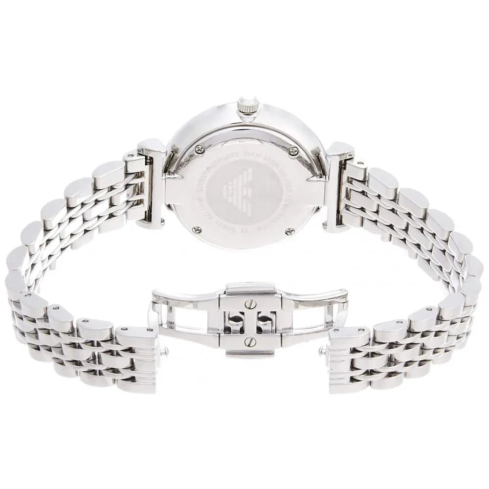 Emporio Armani Gianni T Bar White Marble Dial Silver Steel Strap Watch For Women - AR11170 Buy Now By Emporio Armani