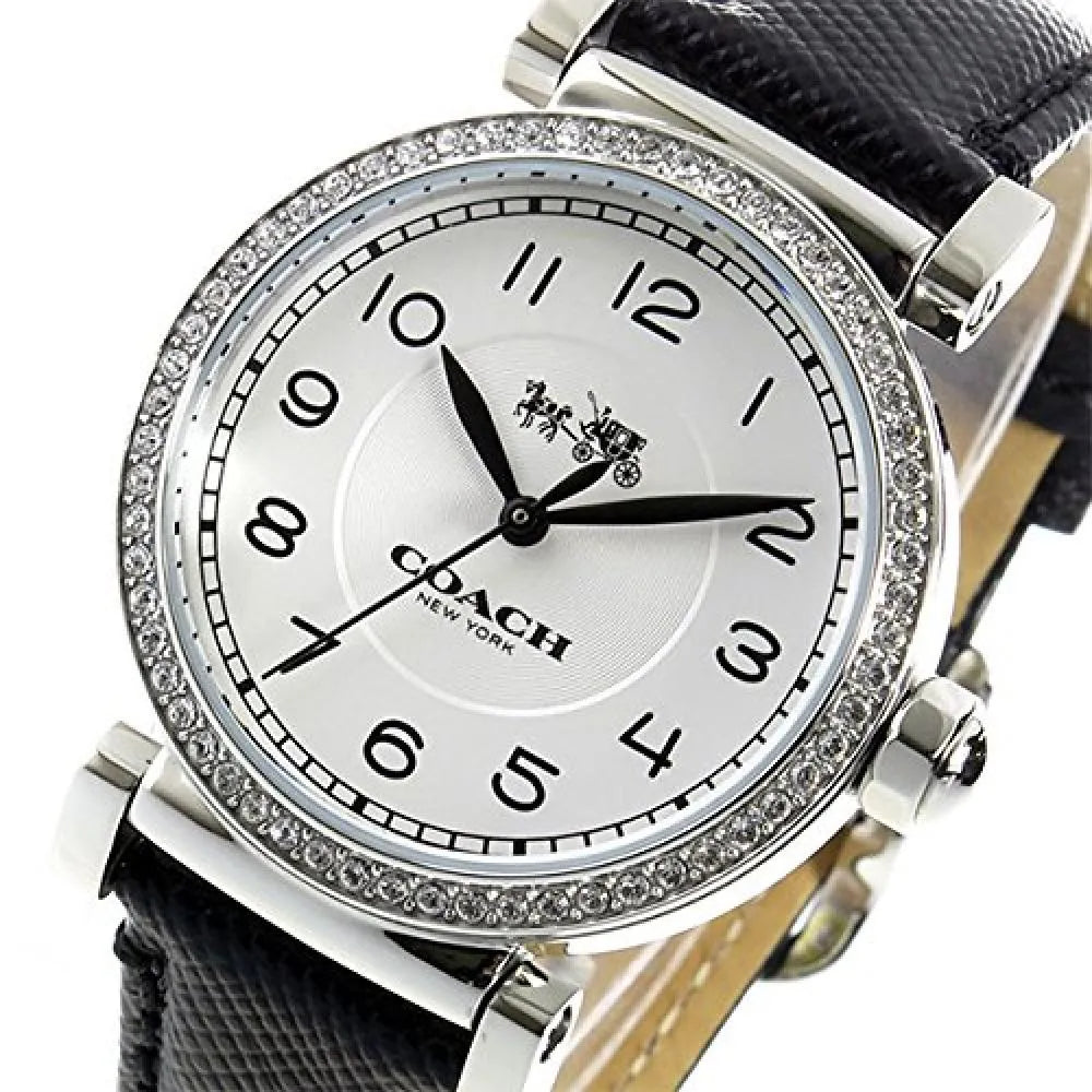 Coach Madison White Dial Black Leather Strap Watch for Women - 14502399 Buy Now By Coach