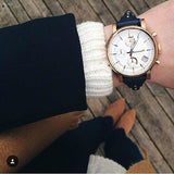 Fossil Original Boyfriend Chronograph White Dial Navy Blue Leather Strap Watch for Women - ES3838 Buy Now By Fossil