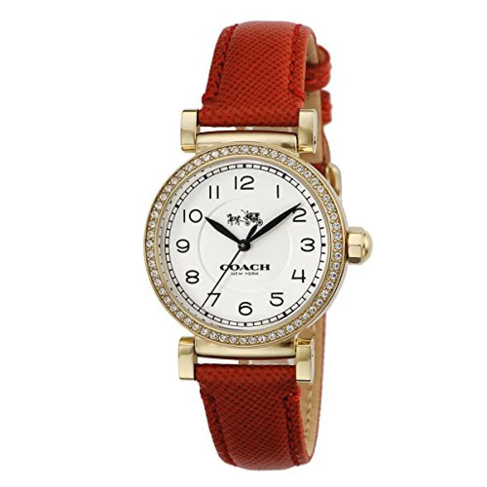Coach Madison White Dial Red Leather Strap Watch for Women - 14502400 Buy Now By Coach