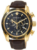 Versace V-Ray Chronograph Quartz Black Dial Brown Leather Strap Watch For Men - VEDB00318 Buy Now By Versace