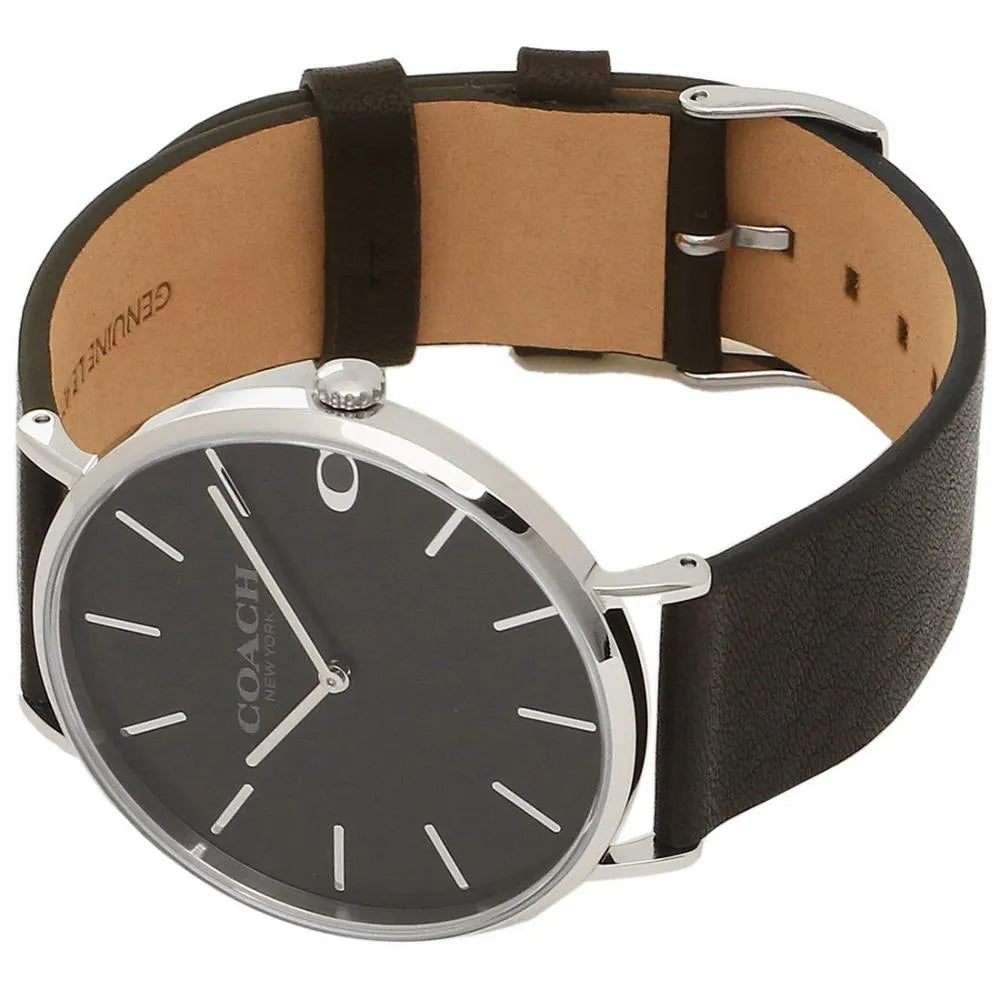 Coach Charles Black Dial Black Leather Strap Watch for Men - 14602149 Buy Now By Coach