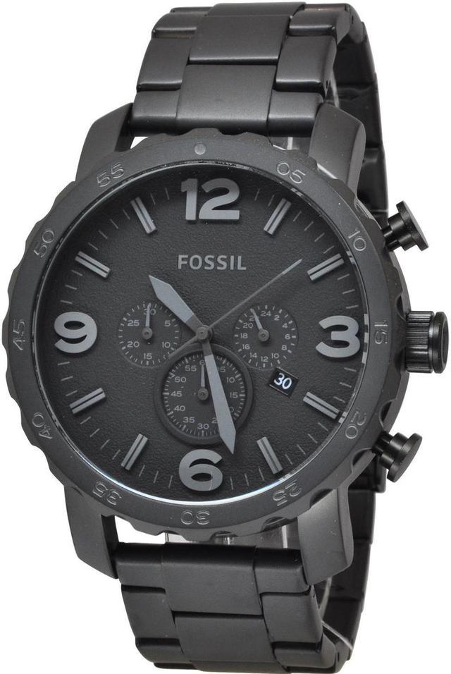 Fossil Nate Chronograph Black Dial Black Steel Strap Watch for Men - JR1401 Buy Now By Fossil