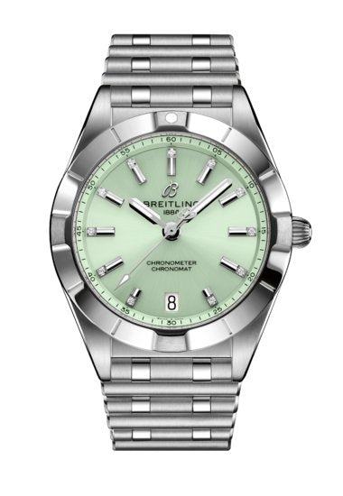 Breitling Chronomat 32 Diamonds Green Dial Silver Steel Strap Watch for Women - A77310101L1A1 Buy Now By Breitling