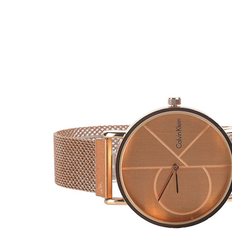 Calvin Klein Minimal Quartz Pink Gold Dial Pink Gold Mesh Bracelet Watch for Men - K3M11TFK Buy Now By Calvin Klein