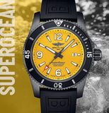 Breitling Superocean Automatic 46mm Yellow Dial Black Rubber Strap Watch for Men - M17368D71I1S1 Buy Now By Breitling