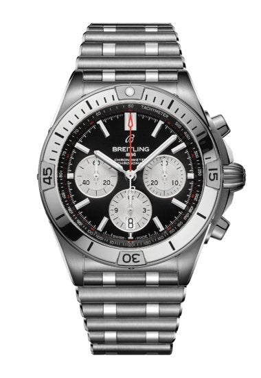 Breitling Chronomat B01 42mm Black Dial Silver Steel Strap Watch for Men - AB0134101B1A1 Buy Now By Breitling