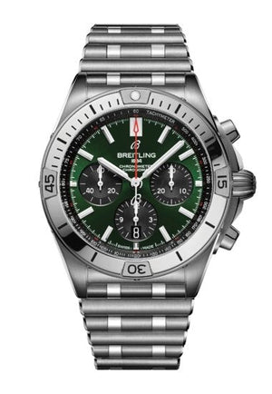 Breitling Chronomat B01 42 Green Dial Silver Steel Strap Watch for Men - AB0134101L1A1 Buy Now By Breitling