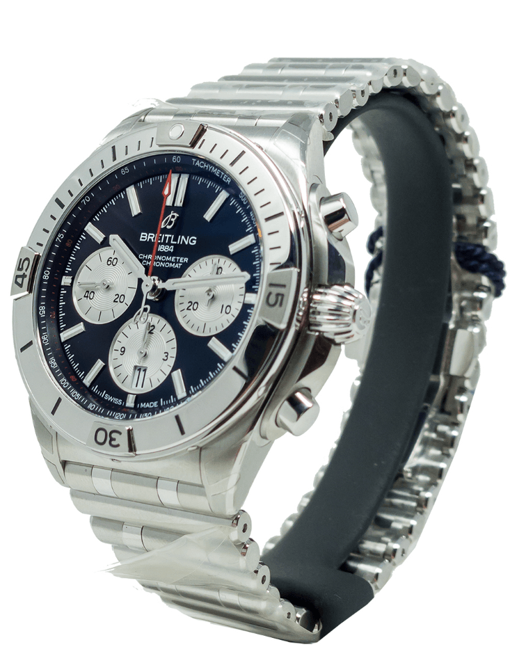 Breitling Chronomat B01 42mm Black Dial Silver Steel Strap Watch for Men - AB0134101B1A1 Buy Now By Breitling