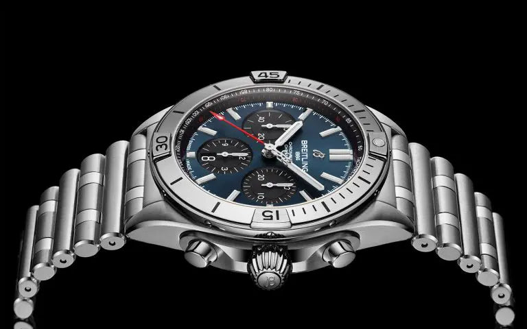 Breitling Chronomat B01 42mm Blue Dial Silver Steel Strap Watch for Men - AB0134101C1A1 Buy Now By Breitling