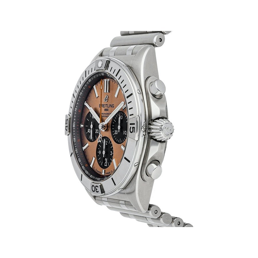 Breitling Chronomat B01 42 Brown Dial Silver Steel Strap Watch for Men - AB0134101K1A1 Buy Now By Breitling