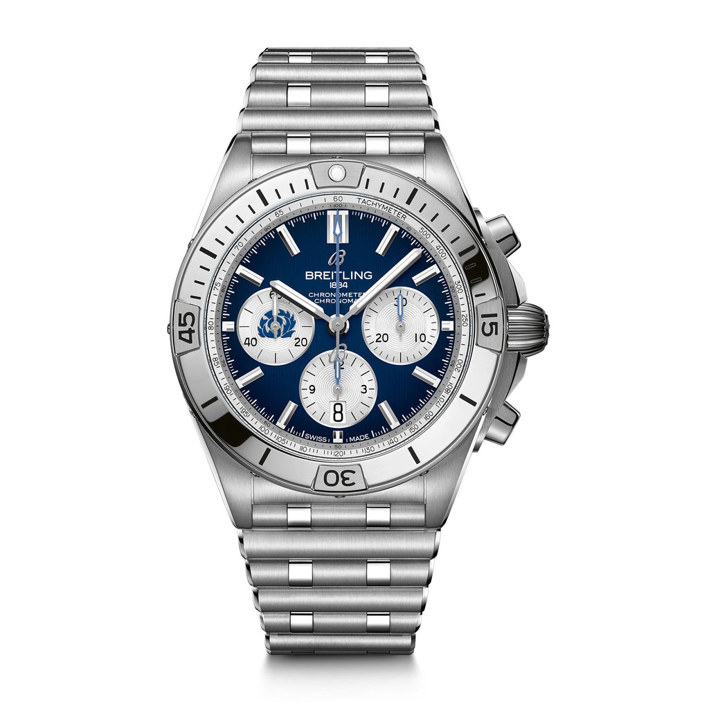 Breitling Chronomat B01 42 Six Nations Scotland Blue Dial Silver Steel Strap Watch for Men - AB0134A51C1A1 Buy Now By Breitling
