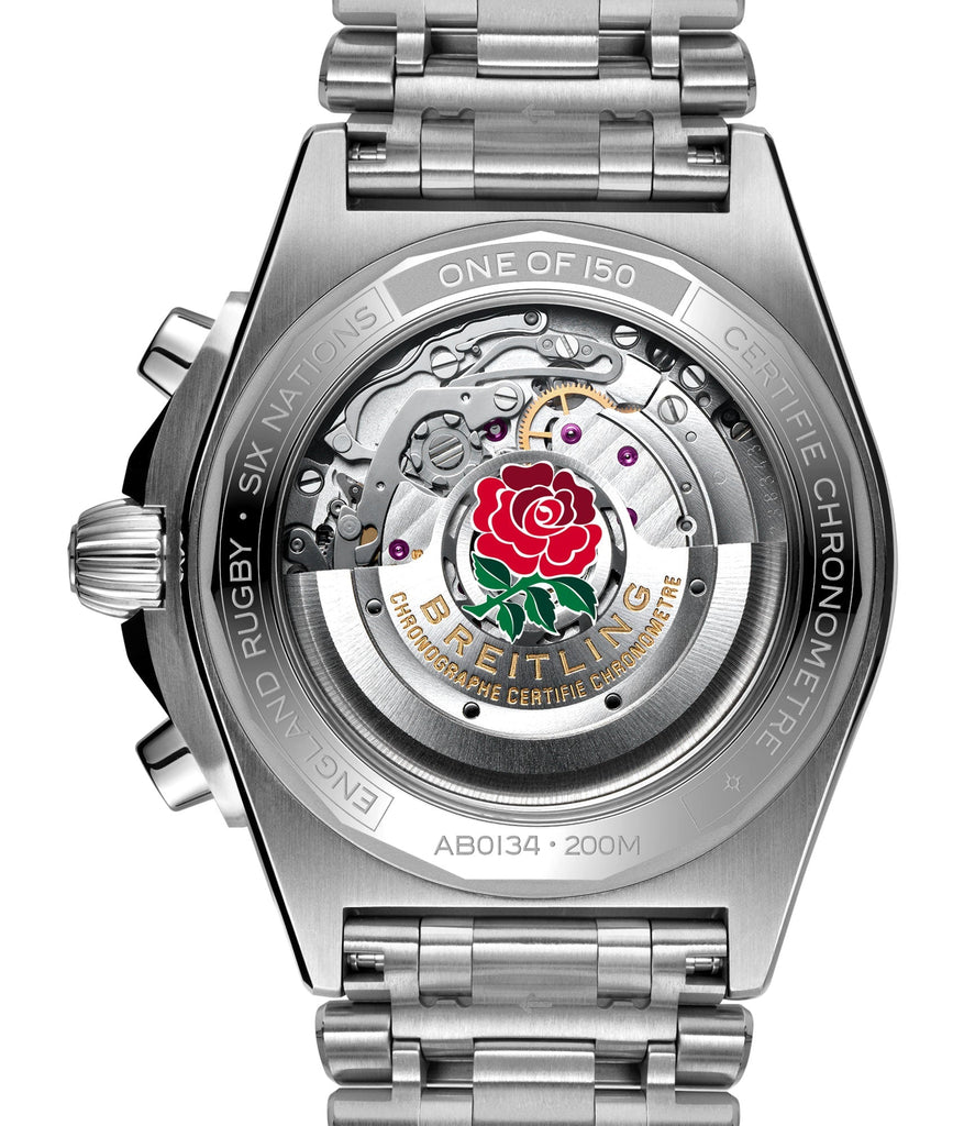 Breitling Chronomat B01 42 Six Nations Wales Red Dial Silver Steel Strap Watch for Men - AB0134A61K1A1 Buy Now By Breitling