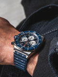 Breitling Super Chronomat B01 44 Blue Dial Blue Rubber Strap Watch for Men - AB0136161C1S1 Buy Now By Breitling