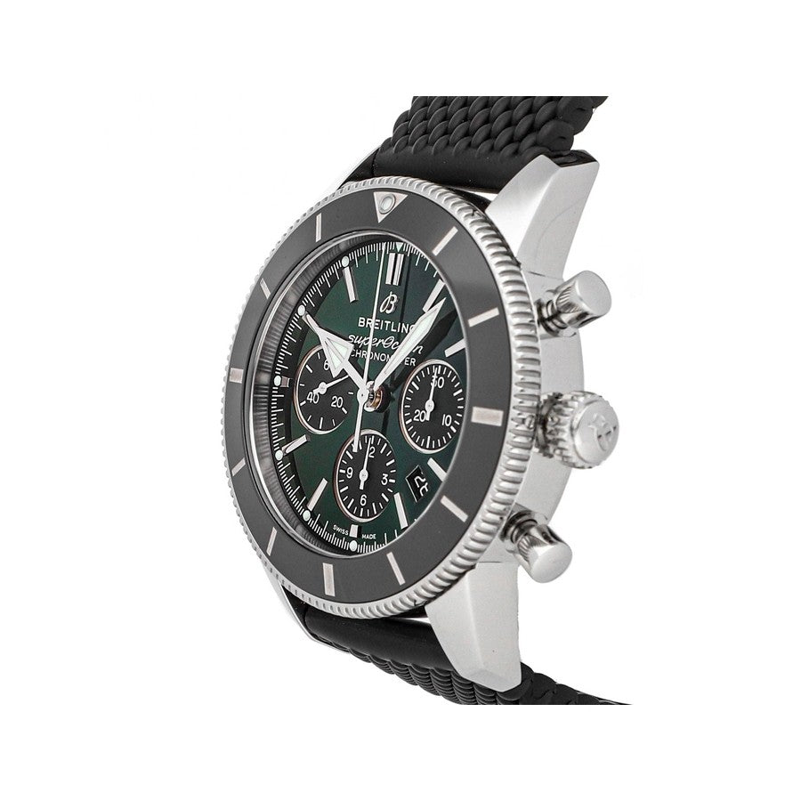Breitling Superocean Heritage B01 Chronograph 44 Limited Edition Green Dial Black Mesh Bracelet Watch for Men - AB01621A1L1S1 Buy Now By Breitling