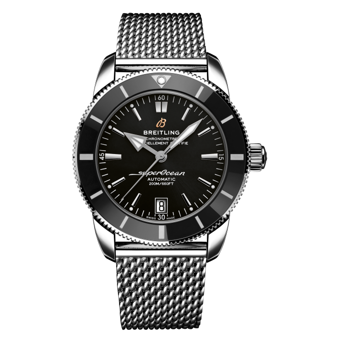 Breitling Superocean Heritage B20 Automatic 42 Black Dial Silver Mesh Bracelet Watch for Men - AB2010121B1A1 Buy Now By Breitling