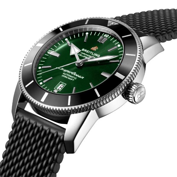 Breitling Superocean Heritage B20 Automatic 46 Green Dial Black Mesh Bracelet Watch for Men - AB2020121L1S1 Buy Now By Breitling
