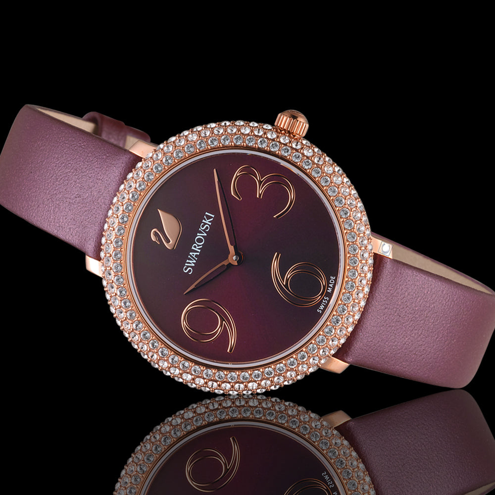 Swarovski Crystal Frost Red Dial Red Leather Strap Watch for Women - 5484064 Buy Now By Swarovski