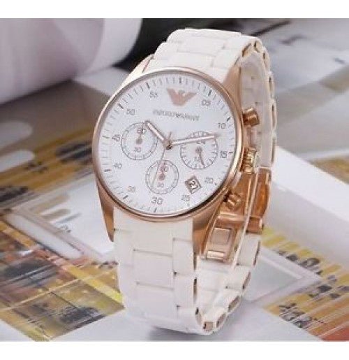 Emporio Armani Sportivo Silver Dial White Silicone Strap Watch For Women - AR5920 Buy Now By Emporio Armani