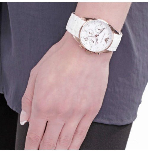 Emporio Armani Sportivo Silver Dial White Silicone Strap Watch For Women - AR5920 Buy Now By Emporio Armani