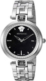 Versace Crystal Gleam Guilloche Black Dial Silver Steel Strap Watch for Women - VAN030016 Buy Now By Versace