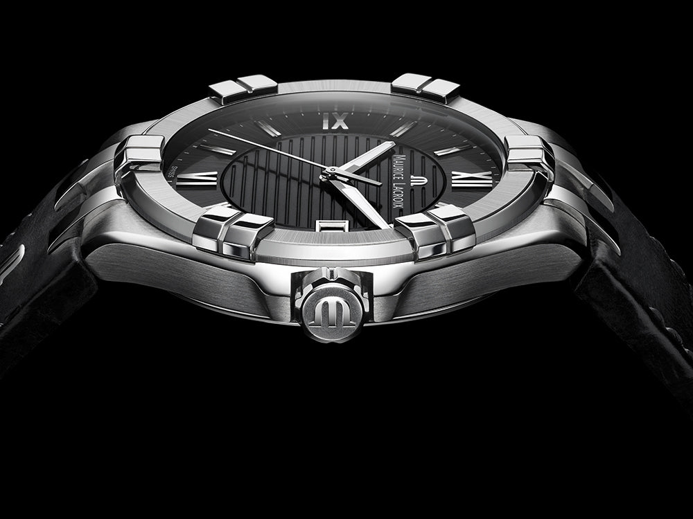 Maurice Lacroix Aikon Date Automatic Black Dial Black Leather Strap Watch For Men - AI6008-SS001-330-1 Buy Now By Maurice Lacroix