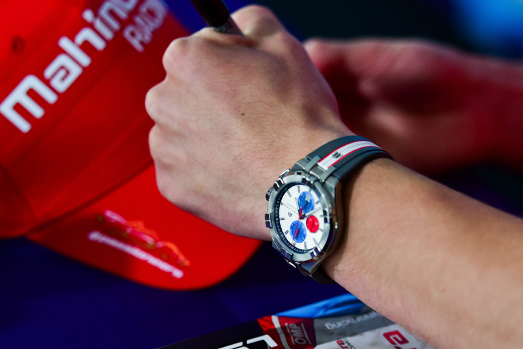 Maurice Lacroix Aikon Chronograph Special Edition Mahindra Racing Silver Dial Grey Rubber Strap Watch for Men - AI1018-TT031-130-2 Buy Now By Maurice Lacroix