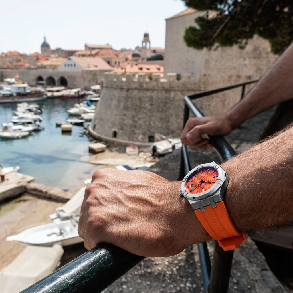 Maurice Lacroix Aikon Limited Edition Automatic Date Orange Dial Silver Steel Strap Watch For Men - AI6008-SS00F-530-1 Buy Now By Maurice Lacroix