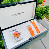 Maurice Lacroix Aikon Limited Edition Automatic Date Orange Dial Silver Steel Strap Watch For Men - AI6008-SS00F-530-1 Buy Now By Maurice Lacroix