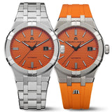 Maurice Lacroix Aikon Automatic Date Orange Dial Silver Steel Strap Watch For Men - AI6008-SS00F-530-E Buy Now By Maurice Lacroix
